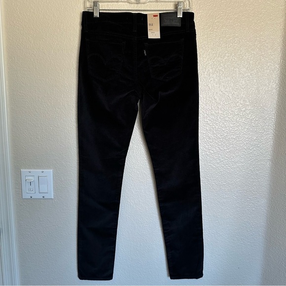 NWT Levi's 711 Skinny Mid Rise Corduroy Black Pants - Picture 5 of 15